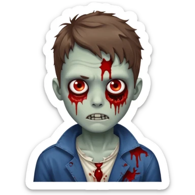 zombie boy with wavy brown hair sticker