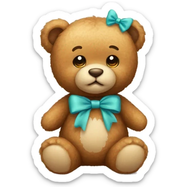 little Teddy Bear wearing a bow sticker
