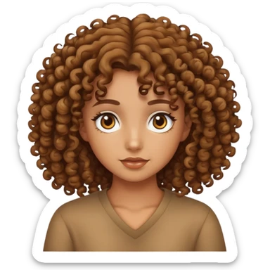 Tan girl with curly hair sticker