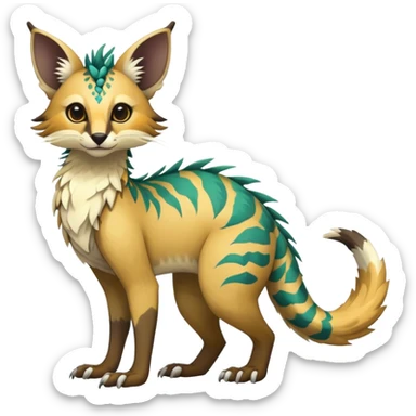 Feral Rare Fantasy vibrant tropical Vernid-Trico-species by LiLaiRa, random markings, tufted tail, tufted ears, full body sticker