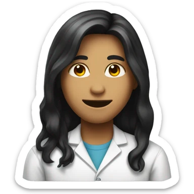 chemistry student with black long hair sticker