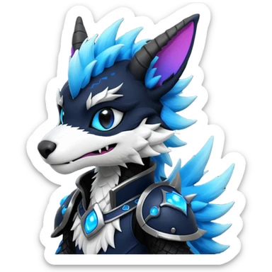 Cool gothic cute badass Vernid-Protogen-Dutch-Angel-Dragon-Sergal-Trico-Fursuit-furry-fursona sticker