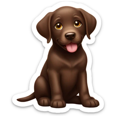 Chocolate lab puppy celebrating success with bone sticker
