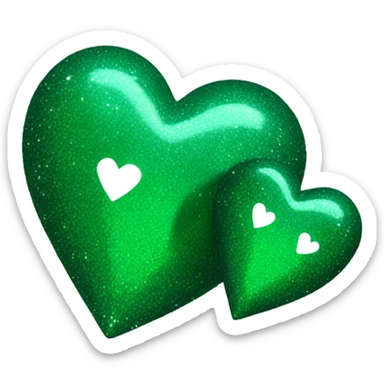 Deep green glittery two hearts sticker