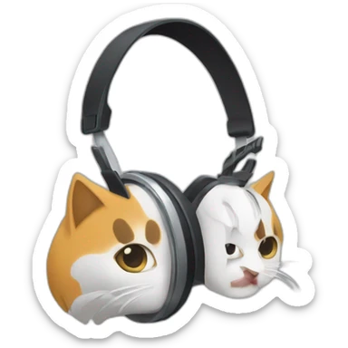 Casque de musique avec des oreilles de chat dessus sticker