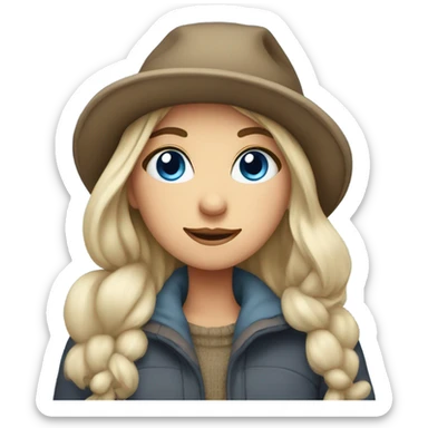 winter girl in a hat with blue eyes  sticker