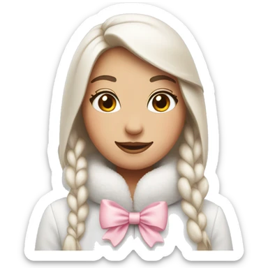 Snow bunny with light pink bow around neck  sticker