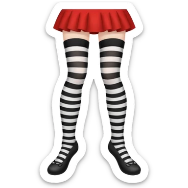 black and white striped stockings with two holes on each leg of white skin, no shoes sticker