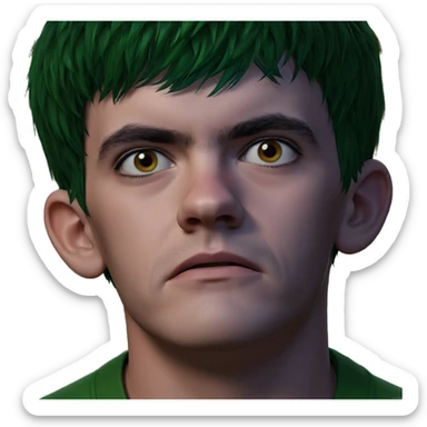 boy with green hair portrait sticker