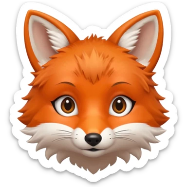 simple cute fox only face, simple eyes, only pupils sticker