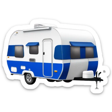 Realistic cobalt blue camping travel trailer isolated.  sticker