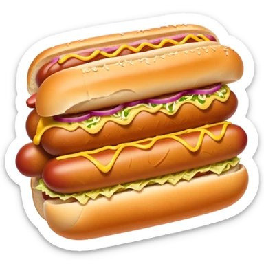 Hot dog with sauerkraut and spicy mustard in a hot dog bun sticker