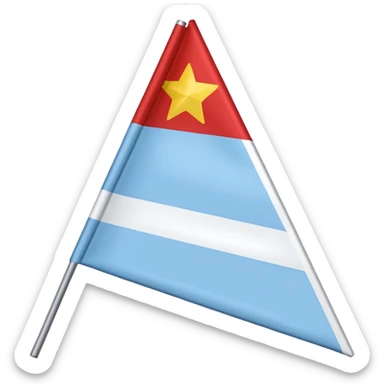 A horizontal flag with a light blue top (2/3 height), a white stripe (1/6), and a red stripe (1/6). Optional: three yellow stars in a downward triangle in the top-left corner. sticker