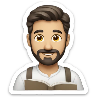 Armenian men reading book and looking at camera and smiling  sticker