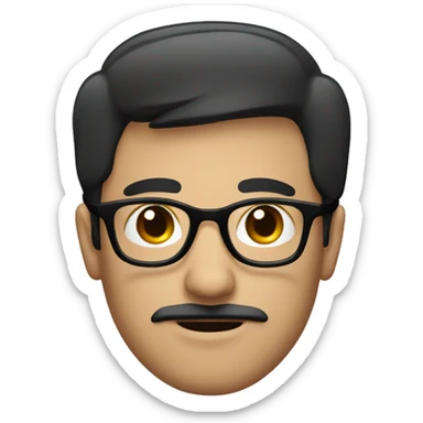 dark hair dark eye man with short mustache wearing glasses sticker