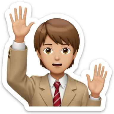 Light Yagami from Death Note, brown hair, school uniform, open mouth as if talking, hand raised sticker