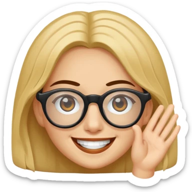 Cara sonriente guiñando el ojo, con la mano derecha lenta un poco los lentes de solo para que se vea como está guiñando el ojo sticker