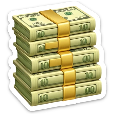 stack of money emoji,
cute emoji style, mobile game emoji,
soft 3D look, smooth gradients,
white outline sticker style,
no background sticker