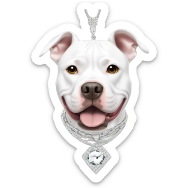 white pitbull with bling necklace and earrings sticker