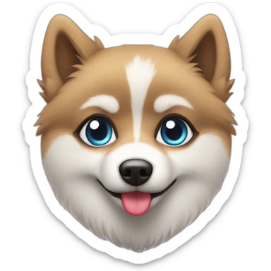 Pomsky with heart eyed sticker