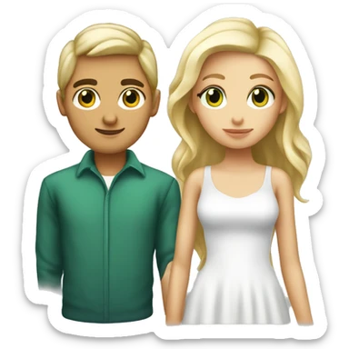 couple fille blonde aux yeux vert  et garçon cheveux brun et yeux brun  sticker