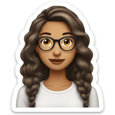 Quiero que me crees una chica cabello marrón largo hasta los hombros delgada y con lentes ten en cuenta que ella es una Travel blogger  sticker