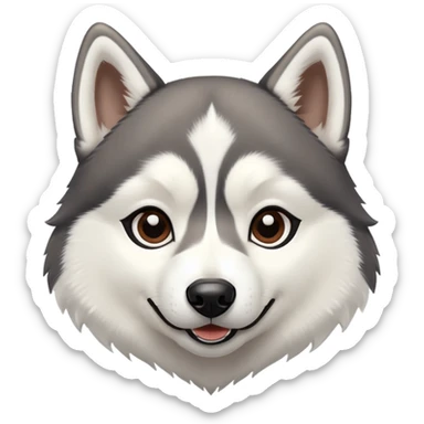Husky black and white with brown eyes happily sticker