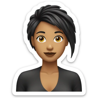 chica de pelo negro con flequillo  sticker