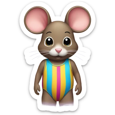 a mouce in a swimming suit  sticker