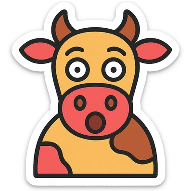 very surprised cow sticker