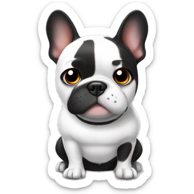 Black & white frenchie with baymax costume sticker