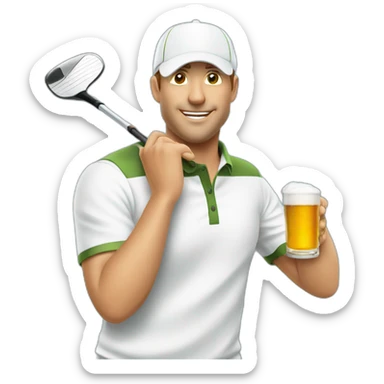 Golfer polodrinks beers sticker