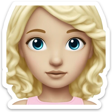 ocean blue doll eyes, blonde hair, feminine, pink, girl, angelic sticker