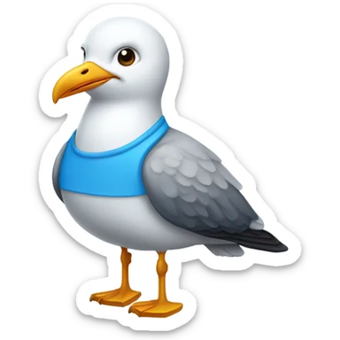 cute seagull wearing blue shirt sticker