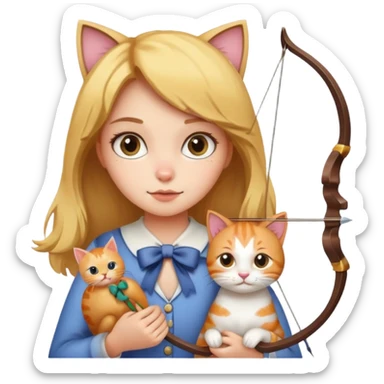 Bow with girl and cat  sticker