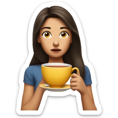 brunette Girl sipping tea looking shocked sticker