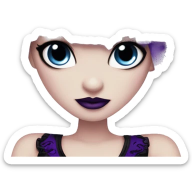 Elissabat-vampire-monsterhigh-goth-romantic-bangs-hair-purple-black-blueeyes sticker
