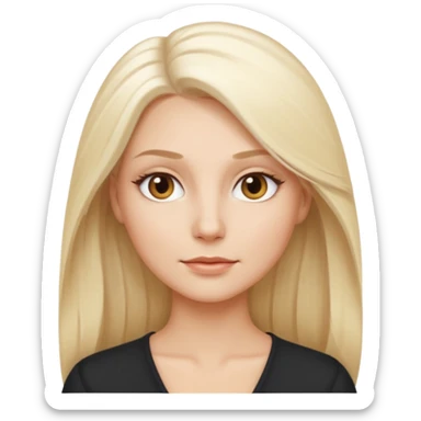 Stylized emoji portrait of a sexy long-haired white-blonde woman, confident expression, smooth skin, minimal makeup, full height  sticker