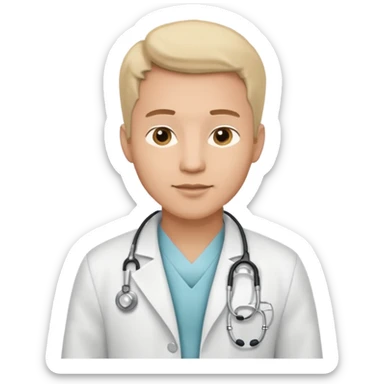 Cardiac sonographe male long white coat or scrubs sticker