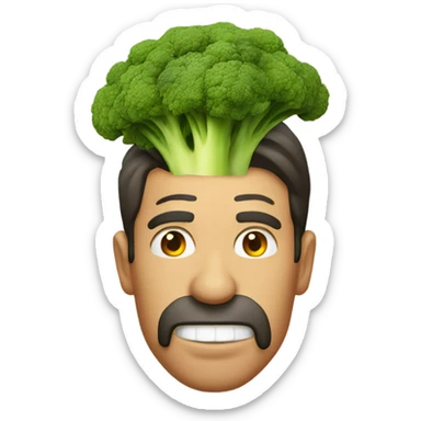 A man with burning broccoli in his mouth  sticker