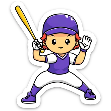 Girl playing softball sticker