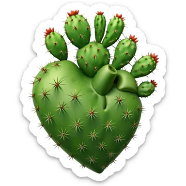 Anatomical green heart full of cactus spikes  sticker