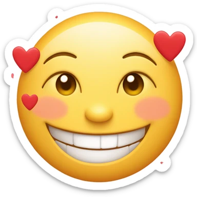 One Smiling face with lots of hearts around it sticker