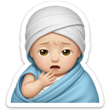 a baby swaddled crying sticker