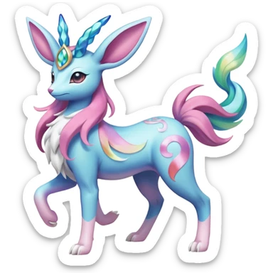 Suicune-Aurorus-Sylveon-Meganium-fusion (full body) sticker
