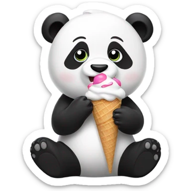 Panda eating ice cream sticker
