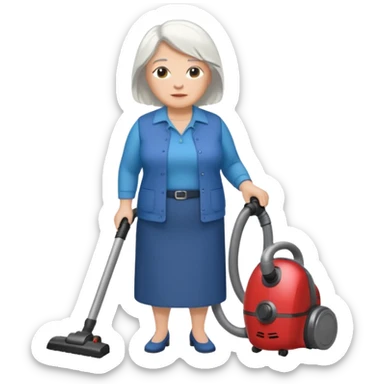 White hair cubby lady modern clothes older chubby ed lady vaccum sticker
