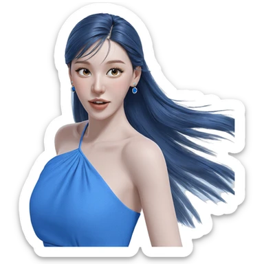 blue dress with bare shoulders sticker