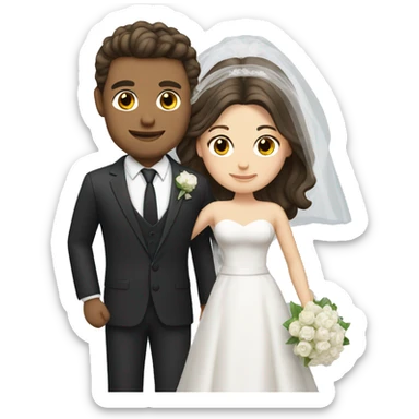 white brunette man and woman getting married sticker