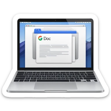 Mac laptop with a google doc open on the screen  sticker